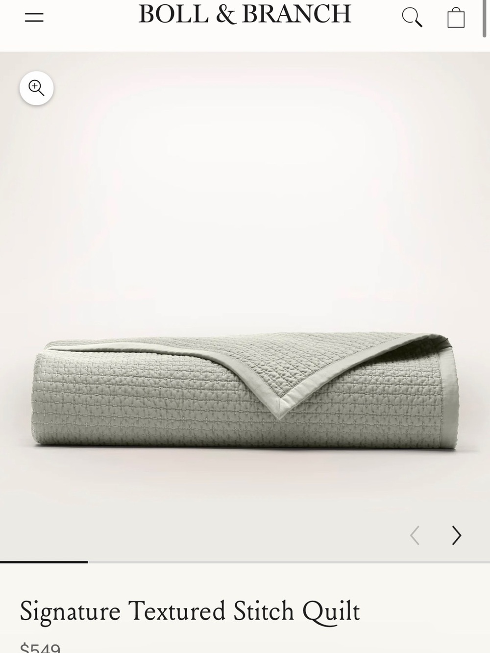 Boll & Branch Signature Textured Stitch Quilt — Sageleaf King NWT
